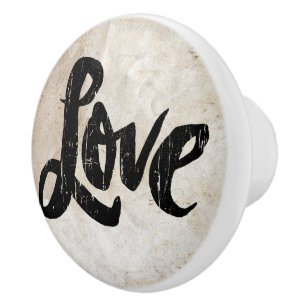 Bouton De Porte En Céramique LOVE Word Letter Hippie Artist Studio Distress