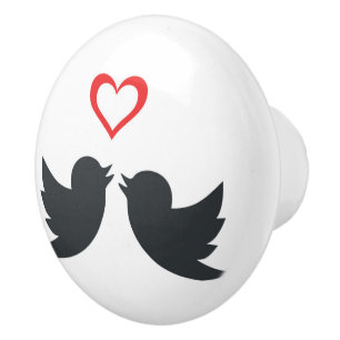 BOUTON DE PORTE EN CÉRAMIQUE LOVEBIRDS