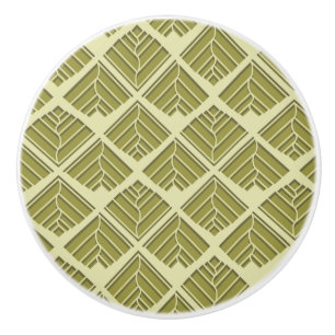 Bouton De Porte En Céramique Lumière Motif carré feuille or Lime