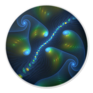 Bouton De Porte En Céramique Lumières de fantaisie Abstrait Bleu Vert Jaune Fra
