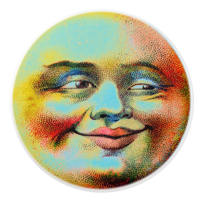 Bouton De Porte En Céramique Lune bleue (Devant)