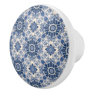 Bouton De Porte En Céramique Luxury Vintage Moroccan Zellige Classic Blue Riad