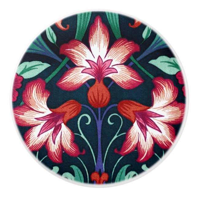 Bouton De Porte En Céramique Lys Art Nouveau (Devant)