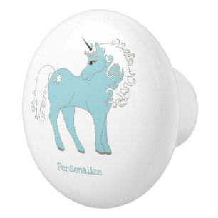 Bouton De Porte En Céramique Magique Unicorne mignonne & adorable avec étoile