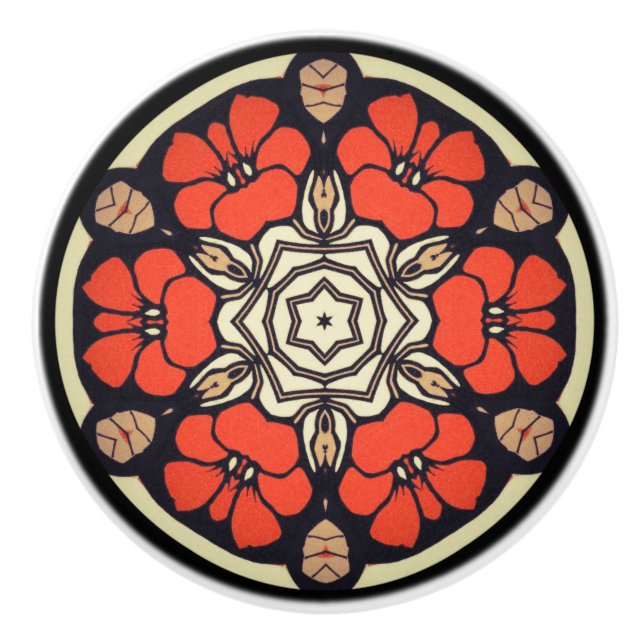 Bouton De Porte En Céramique Magnifique Mandala (Devant)
