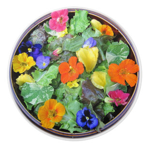 Bouton De Porte En Céramique Magnifique salade de fleur en céramique Knob