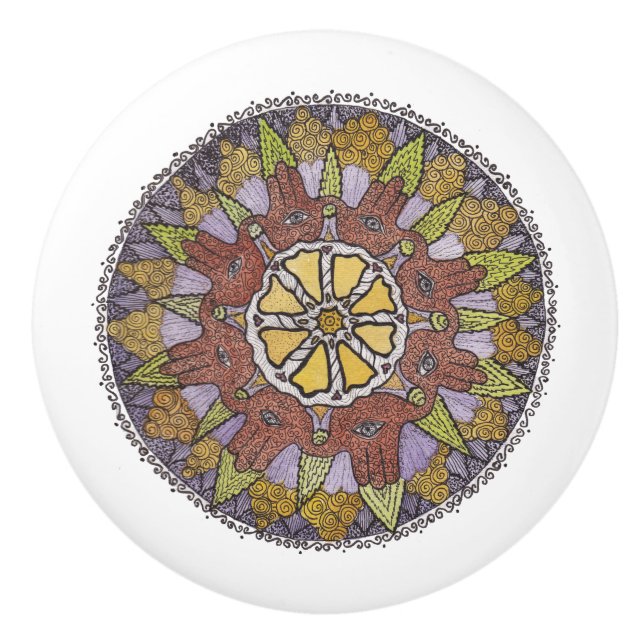 Bouton De Porte En Céramique Mandala de Miriam (Devant)