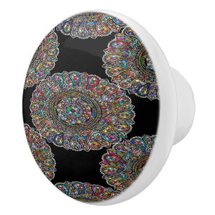 Bouton De Porte En Céramique Mandala décoratif coloré