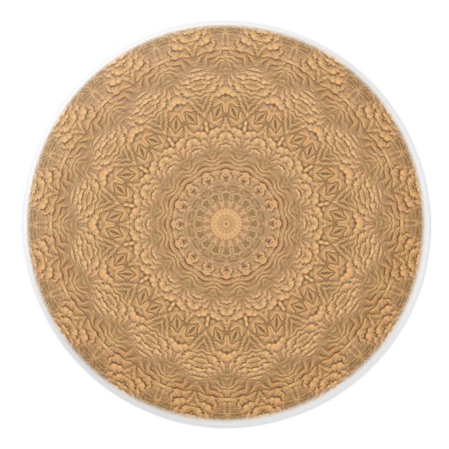 Bouton De Porte En Céramique Mandala d'or. "Sable doré". (Devant)