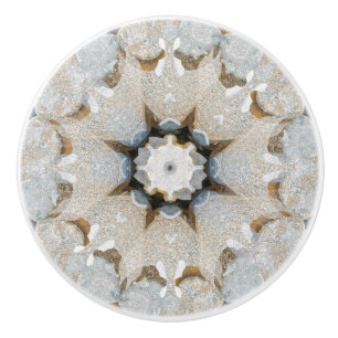 Bouton De Porte En Céramique Mandala en pierre graphique neutre géométrique