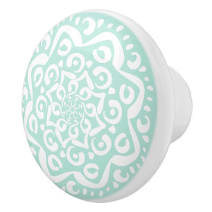 Bouton De Porte En Céramique Mandala en verre de mer