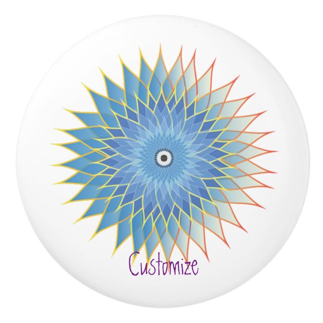 Bouton De Porte En Céramique Mandala Lotus Blossom Thunder_Cove (Devant)