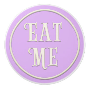 Bouton De Porte En Céramique "Mange-moi" Wonderland Tea Party Pastel Purple