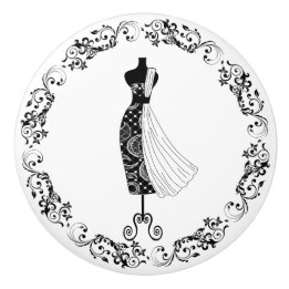 Bouton De Porte En Céramique Mannequin de couture noir et blanc en forme de cor