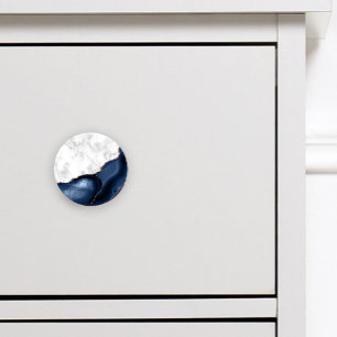 Bouton De Porte En Céramique Marbre Blanc Agate Bleu Marine Rose Or Paillettes