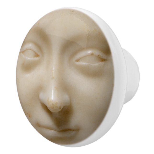 Bouton De Porte En Céramique Marbre blanc Femme Sculpture du visage - Musée Art (Droite)