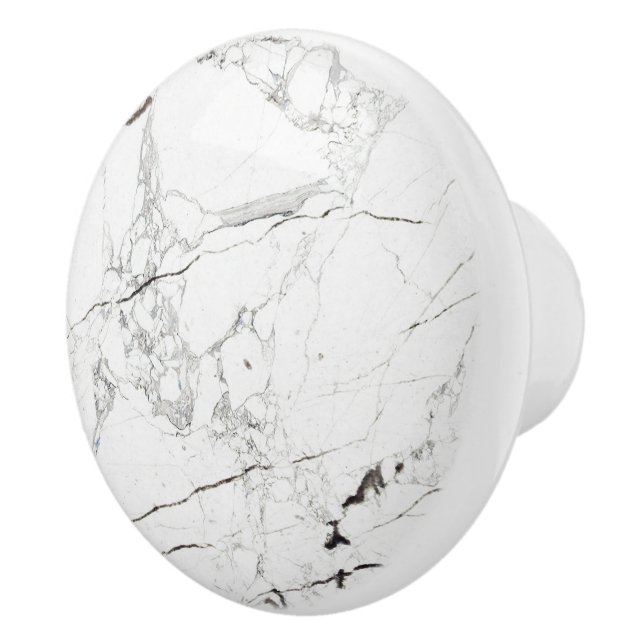 BOUTON DE PORTE EN CÉRAMIQUE MARBRE BLANC PIXDEZINES (Droite)