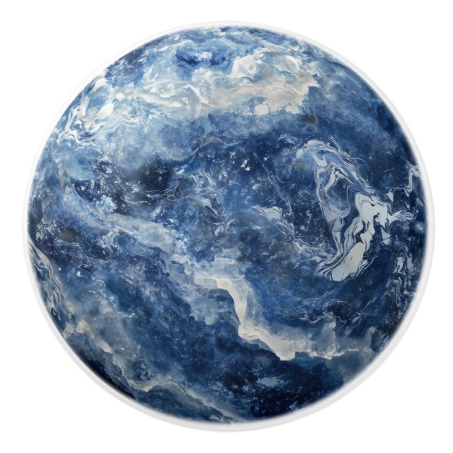 Bouton De Porte En Céramique Marbre bleu profond Motif (Devant)