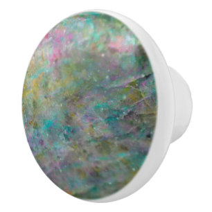 Bouton De Porte En Céramique Marbre de cristal multicolore arc-en-ciel
