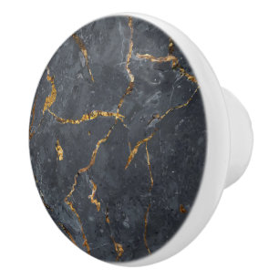 Bouton De Porte En Céramique Marbre de luxe noir et or texture