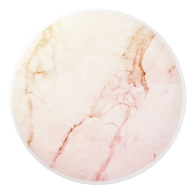 Bouton De Porte En Céramique Marbre doré rose élégant personnalisé (Devant)