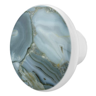 Bouton De Porte En Céramique Marbre gris bleu avec Veine or