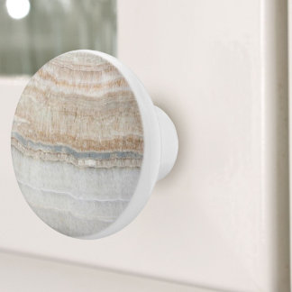 Bouton De Porte En Céramique marbre gris clair et blanc minimaliste, moderne et
