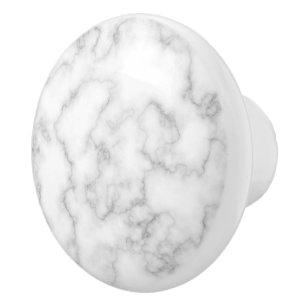 Bouton De Porte En Céramique Marbre Motif gris blanc marbré Pierre Arrière -