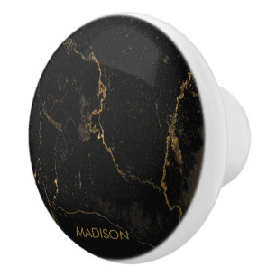 Bouton De Porte En Céramique Marbre noir d'or