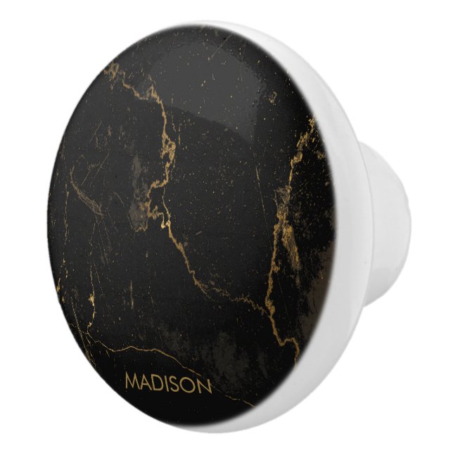Bouton De Porte En Céramique Marbre noir d'or (Droite)