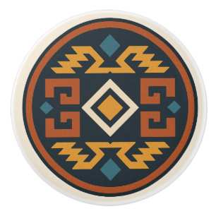 Bouton De Porte En Céramique Marine Gold Terracotta Diamond Zapotec Ceramic Kno