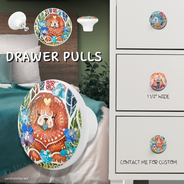 Bouton De Porte En Céramique MARMALADE MISS Chow Ceramic Pull (Créateur téléchargé)