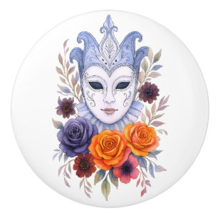 Bouton De Porte En Céramique Masque vénitien Carnaval Fleur Fleur Fleur Fleur C