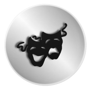 Bouton De Porte En Céramique Masques de théâtre d'argent de tragédie de com
