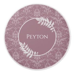 Bouton De Porte En Céramique Mauve Elegant Damask Ceramic Personnalisé Knob