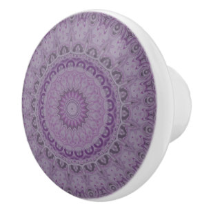 Bouton De Porte En Céramique Médaillon d'aquarelle Abstraite en violet