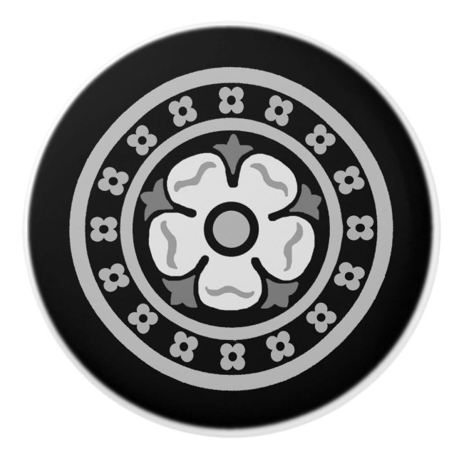 Bouton De Porte En Céramique Médaillon du Rose de la renaissance gothique (Devant)