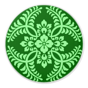 Bouton De Porte En Céramique Médaillon japonais Motif, Jade Green