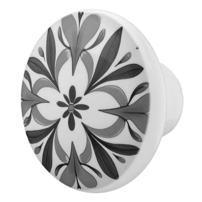 Bouton De Porte En Céramique Méditerranée Abstraite symétrique noir et blanc (Droite)