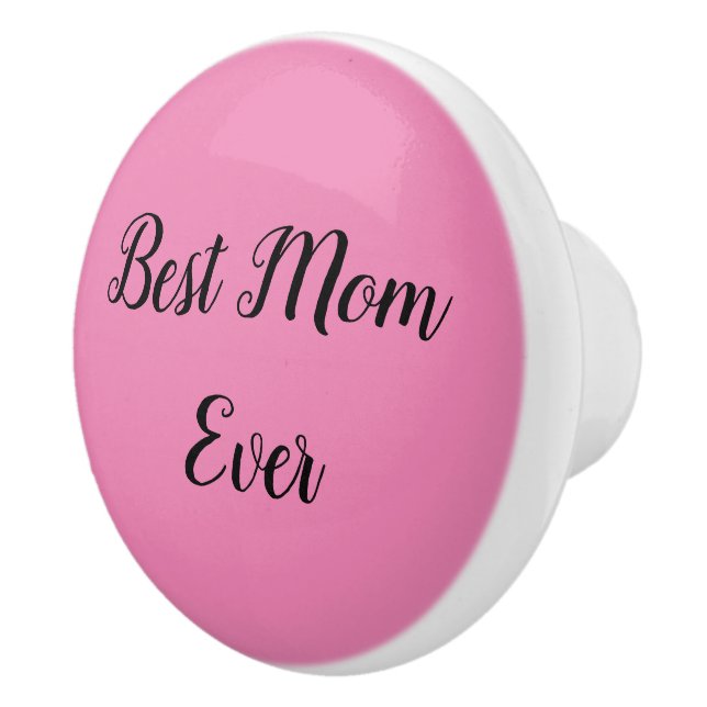 Bouton De Porte En Céramique Meilleure maman jamais texte rose (Droite)