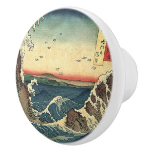 Bouton De Porte En Céramique Mer d'art traditionnel japonais Ukiyo-e vague océa