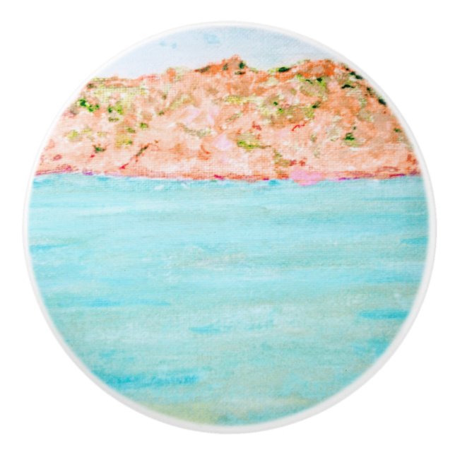 Bouton De Porte En Céramique Mer Turquoise de Budelli (Devant)