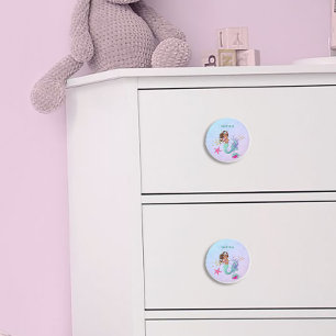 Bouton De Porte En Céramique Mermaid Cute Bleu Rose Starfish Personnel