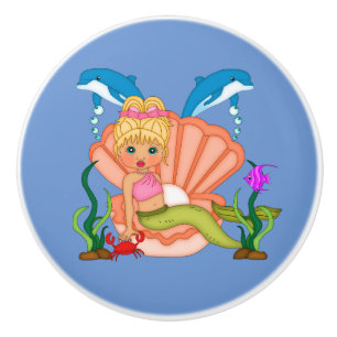 Bouton De Porte En Céramique Mermaid Girl
