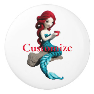 Bouton De Porte En Céramique Mermaid Relaxant Avec Boisson Thunder_Cove