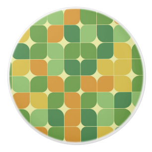 Bouton De Porte En Céramique Mi-siècle Abstrait vert orange jaune