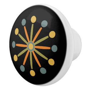 Bouton De Porte En Céramique Mi-siècle Coloré Starburst Couleurs personnalisées