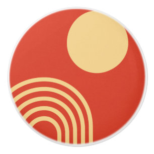 Bouton De Porte En Céramique Mid Century moderne Sun et Rainbow Line