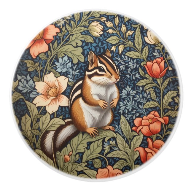 Bouton De Porte En Céramique Mignon Tamia Inspiré de William Morris Floral (Devant)