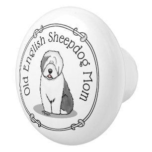 Bouton De Porte En Céramique Mignonne chien OES Maman Vieux anglais Sheepdog Ma